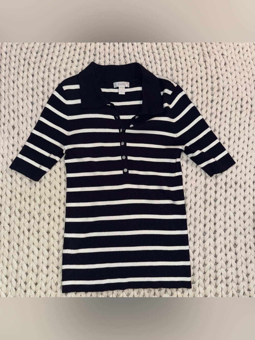 Nordstrom Rack Striped Navy & White Polo Top